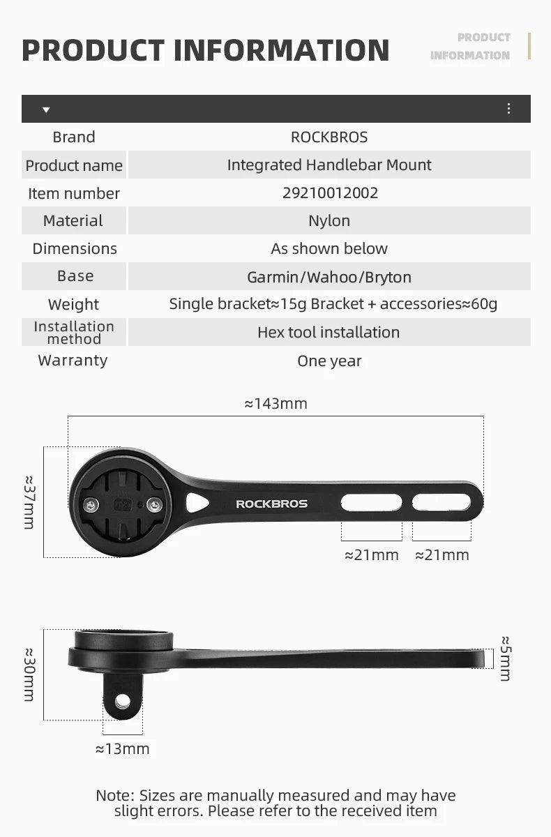 ROCKBROS Nylon Bicycle Speedometer Holder Integrated Handlebar Mount for Gopro Mount Bike Computer Stopwatch Light Mount