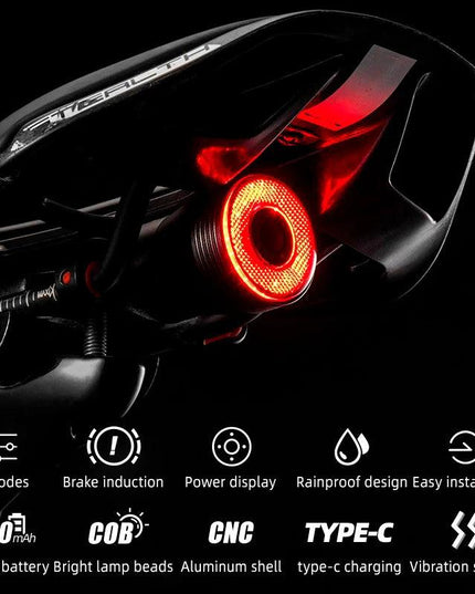 ROCKBROS Bicycle Smart Auto Brake Sensing Light IPx6 Waterproof LED Charging Cycling Taillight Bike Rear Light Accessories Q5