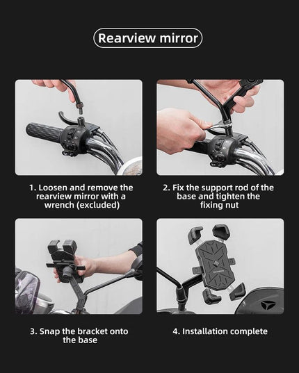 ROCKBROS Bike Phone Holder 360° View Universal Bicycle Phone Holder 4.5-7.2inch Mobile Phone Stand Shockproof Motorcycle Bracket