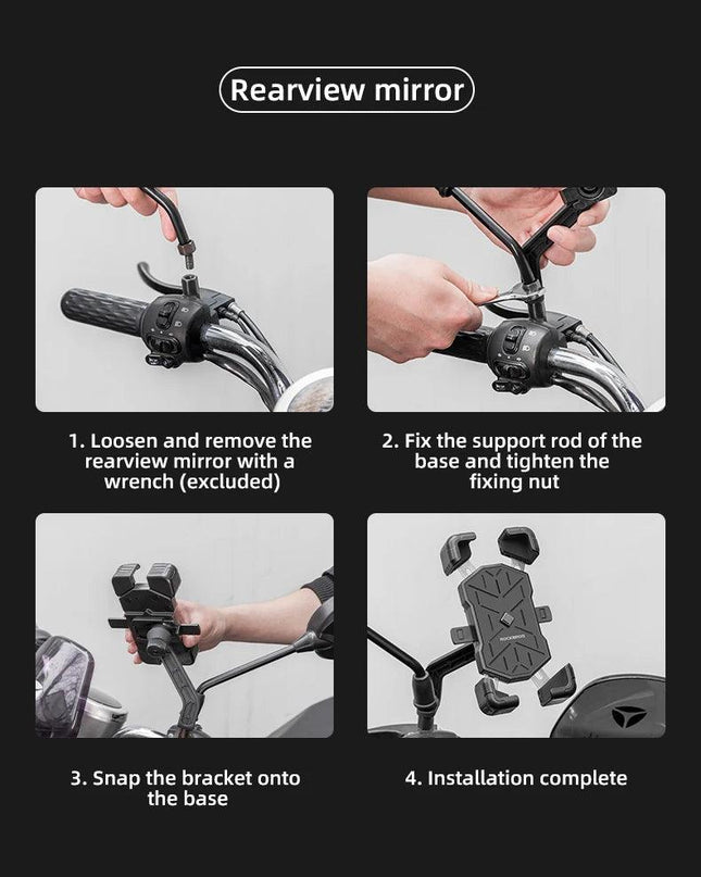 ROCKBROS Bike Phone Holder 360° View Universal Bicycle Phone Holder 4.5-7.2inch Mobile Phone Stand Shockproof Motorcycle Bracket