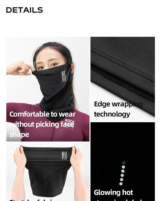 ROCKBROS Summer Cool Mask Cycling Face Mask UV Sun Protection Silk Bike Headwear Breathable Outdoor Fishing Face Cover Bandana