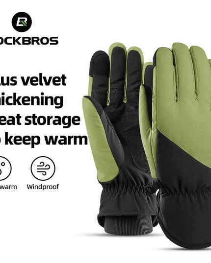ROCKBROS Winter Ski Gloves Waterproof Snow Keep Warm Windproof Gloves Snowboard Gloves Touch Screen Fleece Motor Riding Gloves