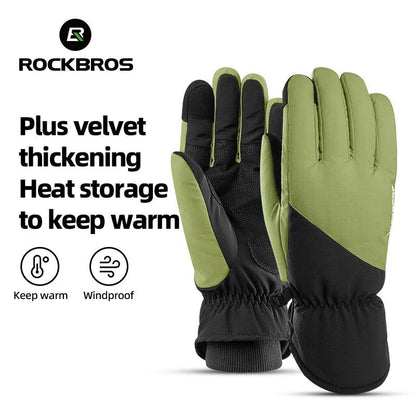 ROCKBROS Winter Ski Gloves Waterproof Snow Keep Warm Windproof Gloves Snowboard Gloves Touch Screen Fleece Motor Riding Gloves