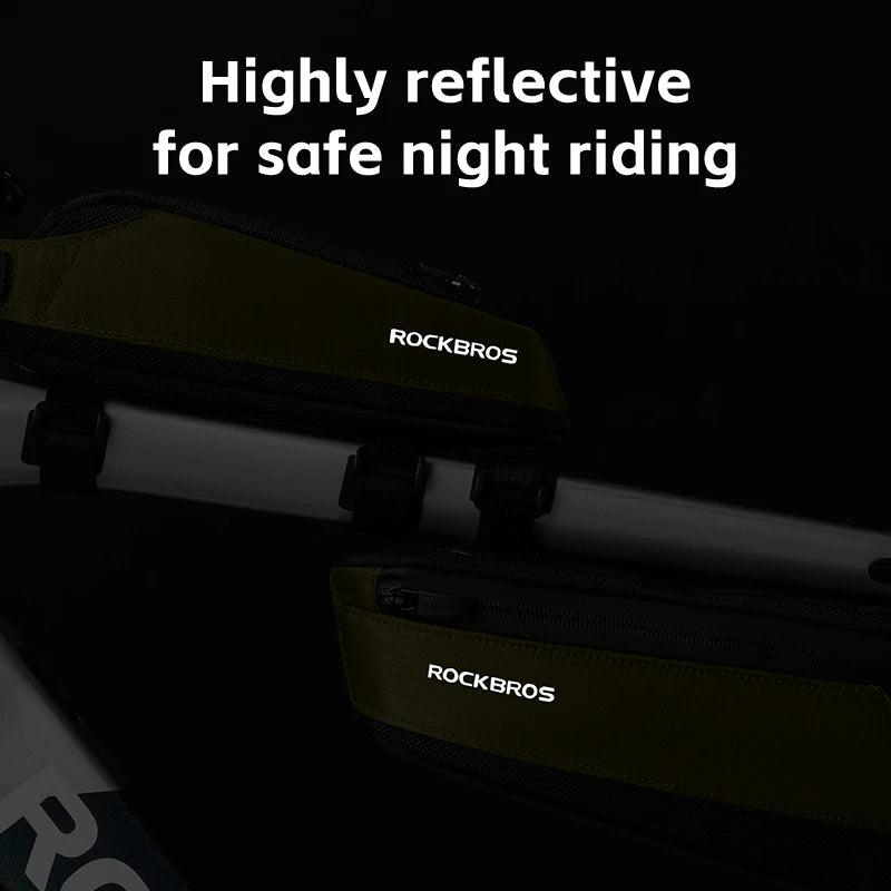 ROCKBROS Bicycle Bag Portable Cycling Top Tube Bag Nylon MTB Road Phone Tool Bag Reflective Ultralight Bicycle Pannier Pocket