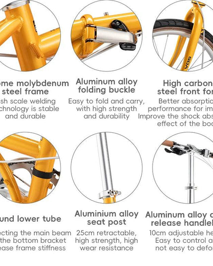 ROCKBROS Lightweight Bike Folding Design 20 inch Bike With Shimano 8-speed Wire-drawn Disc Brake System Adult Folding Bike