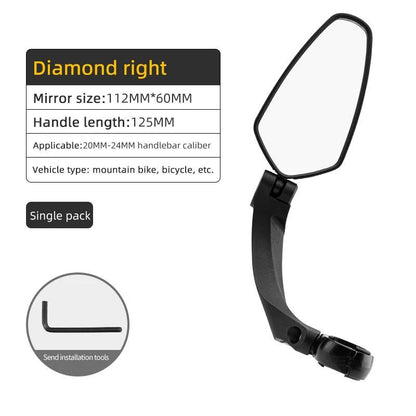 ROCKBROS Bicycle Mirror Handlebar Rear View Mirror Adjustable  Wide Range Back Sight Reflector Cycling Mirrors Bike Accessories