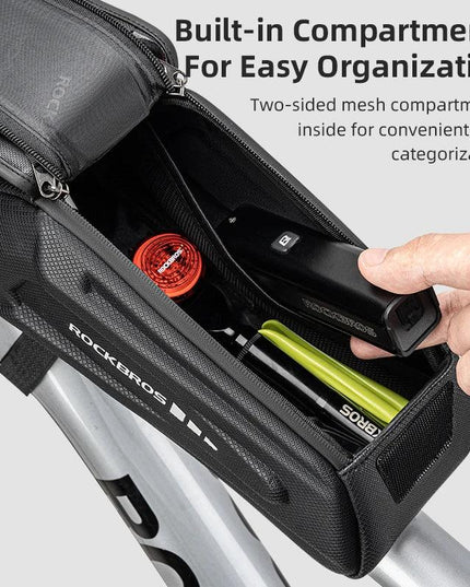 ROCKBROS Bike Bag 1.7L Phone Bag Waterproof Front Frame Cycling Bag Touch Screen Case Holder Hard Shell Bike Bag Mtb Accessories