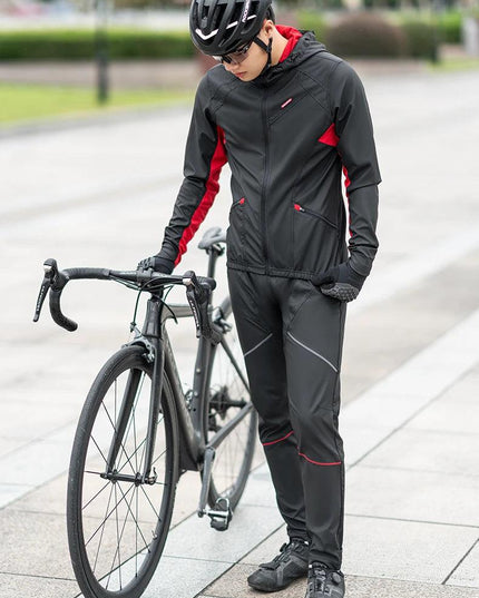 ROCKBROS Cycling Jersey Sets Winter Bicycle Clothes Windproof Thermal Fleece Bike Long Pants Outdoor Fishing Hiking Camping