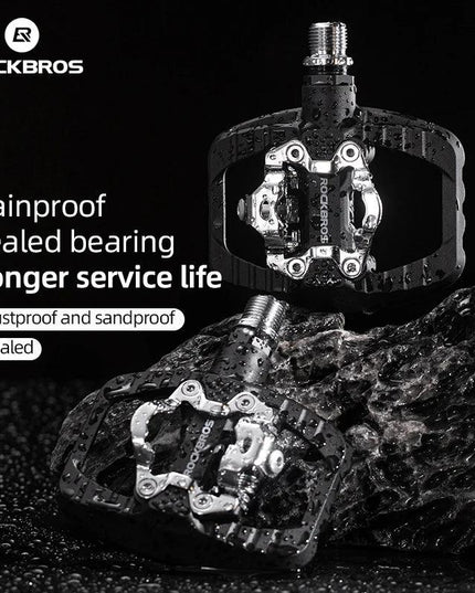 ROCKBROS MTB Bicycle Pedals 2 In 1 Flat/Lock Pedal Mountain Bike Non-Slip Labor Saving Nylon Pedals Waterproof Sealed Bearing