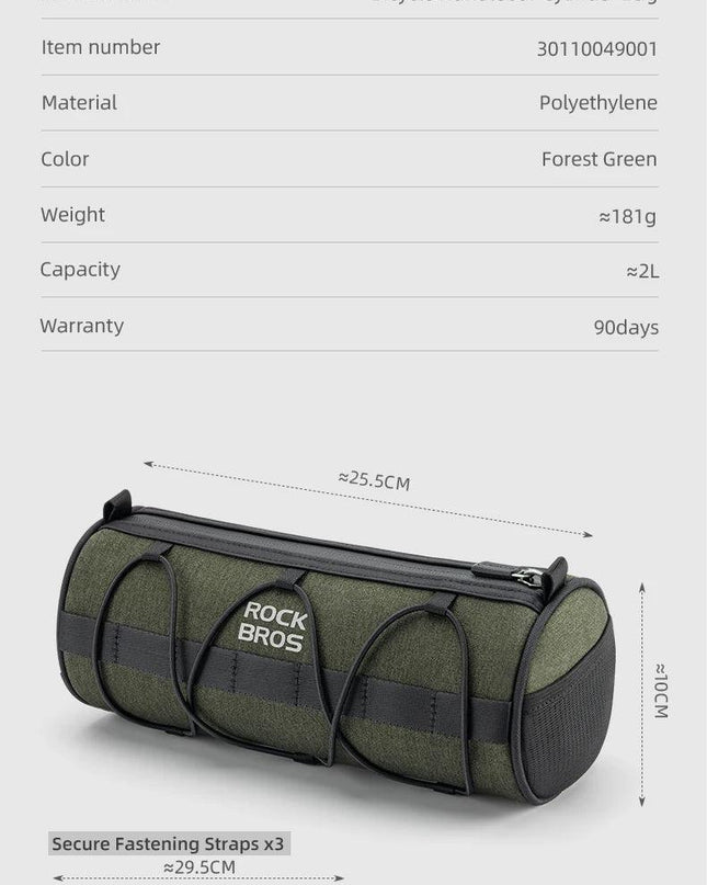 ROCKBROS Bicycle Bag Front Portable Handlebar Pannier 2L Big Capacity Multifunctional Shoulder Bag Reflectice Tube Bike Bag