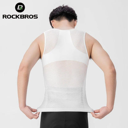 ROCKBROS Cycling Vest High Elastic Cycling Base Layer Sleeveless Bicycle Vest Quick Dry Undershirt Breathable Running Sport