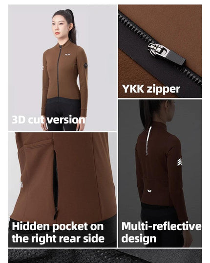 ROCKBROS Windbreak Cycling Jacket for Woman Winter Fleece Warm Women's Bicycle Jersey Professional Bicycle Training Clothing MTB