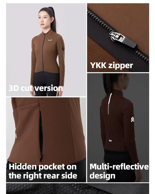ROCKBROS Windbreak Cycling Jacket for Woman Winter Fleece Warm Women's Bicycle Jersey Professional Bicycle Training Clothing MTB