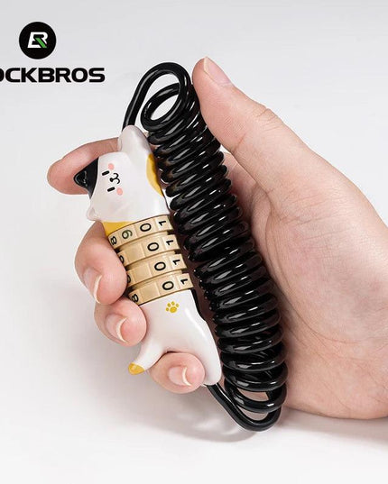 ROCKBROS Creative Bike Lock Ultra-Light Cute Cat Password Helmet Lock Steel Cable Bike Lock Anti Theft Bike Accessories MTB Road