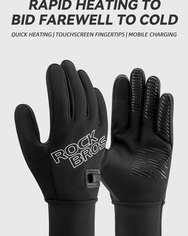 ROCKBROS Heated Gloves USB Rechargeable Touch screen Fingertips Large Heating Area Skiing Gloves Winter Warm Windproof Gloves