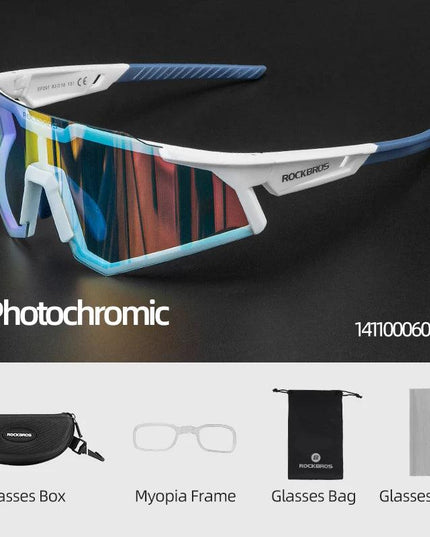 ROCKBROS Photochromic Cycling Glasses Polarized Adjustable Nose Support Myopia Frame Sports Sunglasses Men Women Eyewear Goggle