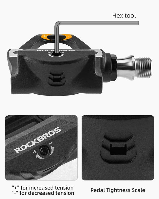 ROCKBROS Pedal Self-locking Carbon Fiber Bicycle Pedal For SPD System Ultralight Road Bike Pedal Cleat Platform Lock For Shimano