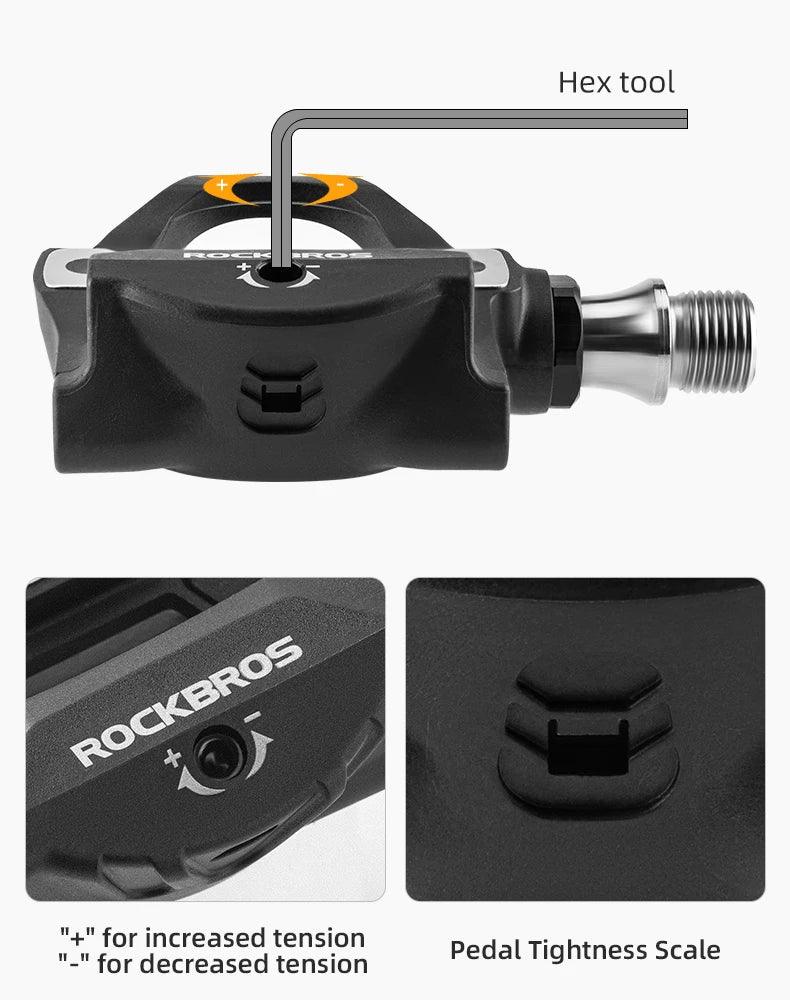 ROCKBROS Pedal Self-locking Carbon Fiber Bicycle Pedal For SPD System Ultralight Road Bike Pedal Cleat Platform Lock For Shimano