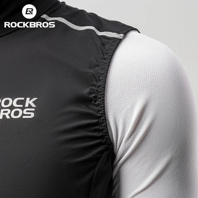 ROCKBROS Cycling Vest for Men Breathable Bicycle Clothing Outdoor Sports Windproof Running Vest Reflective Quick Dry Jersey