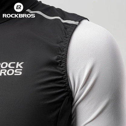 ROCKBROS Cycling Vest for Men Breathable Bicycle Clothing Outdoor Sports Windproof Running Vest Reflective Quick Dry Jersey