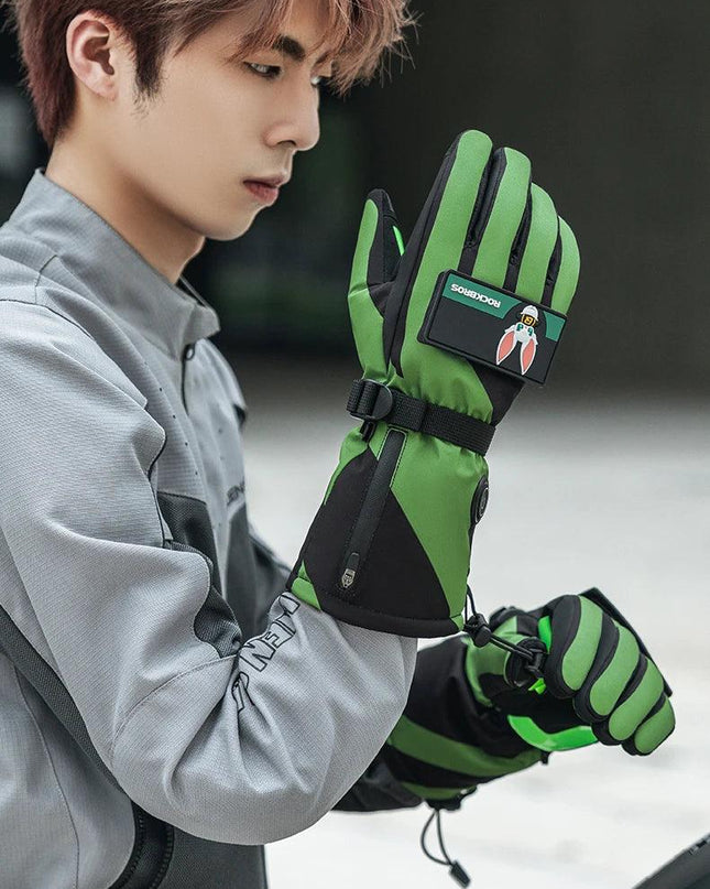 ROCKBROS Heat Skiing Gloves Electric Heated Gloves Winter Thermal Gloves Snowboard Cycling Motorcycle Bicycle Ski Outdoor Glove