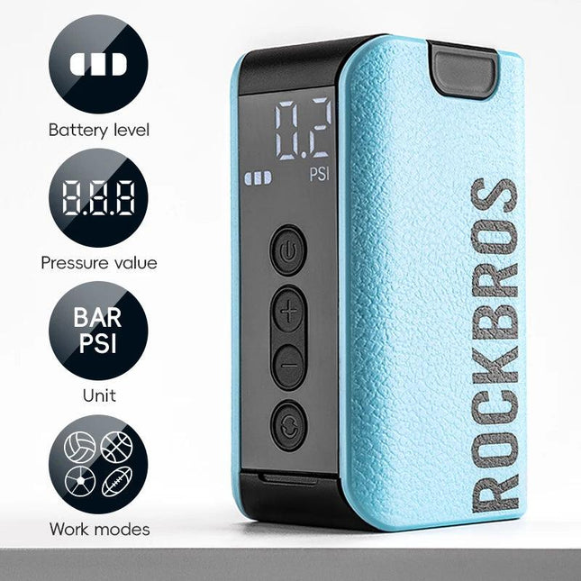ROCKBROS Mini Electric Air Pump 20PSI Inflator for Balls Portable Type-C Rechargeable Inflator LED Digital Display Compressor