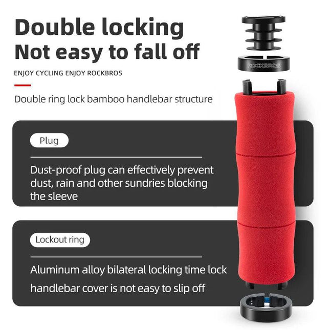 ROCKBROS Bamboo Joint Handlebar Grips EVA MTB Bike With Dust Plug Soft Ultralight Bicycle Handle Alloy Cycling Accessories