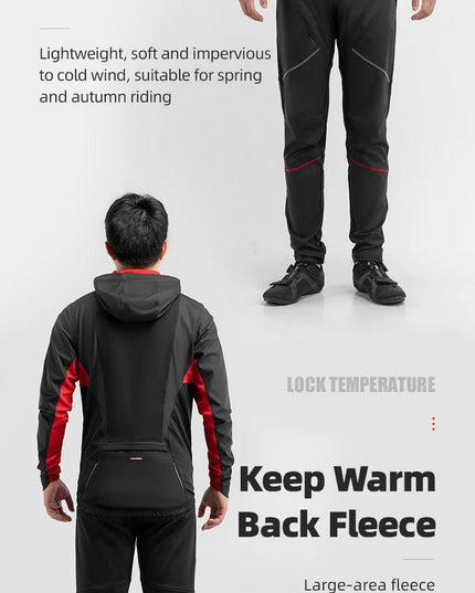 ROCKBROS Cycling Jersey Sets Winter Bicycle Clothes Windproof Thermal Fleece Bike Long Pants Outdoor Fishing Hiking Camping