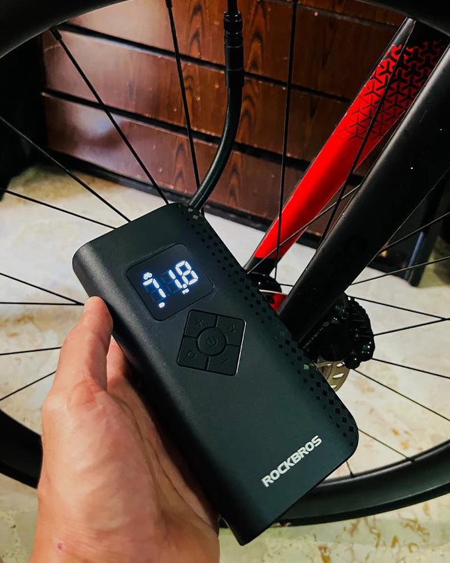 ROCKBROS Air Pump for Car Electric Bike Motorcycle 150PSI Type-C Tire Inflator Portable Air Compressor with LCD Digital Display