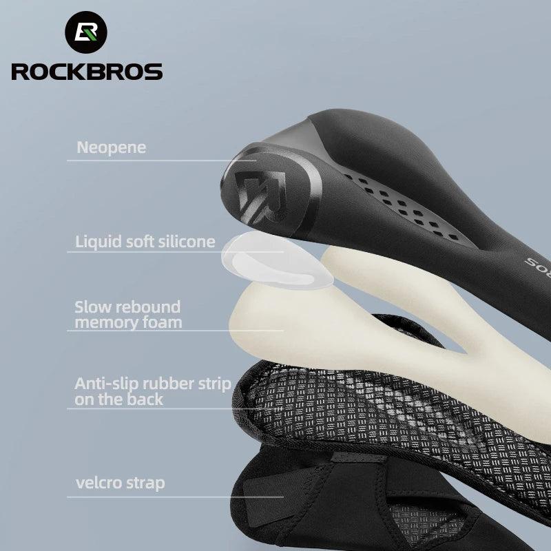 ROCKBROS Bicycle Saddle Cover Liquid Silicone Gel Breathable Seat Soft Thickened MTB Shockproof Cushion Cycling Accessories