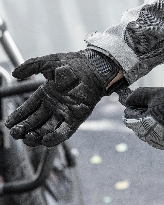 ROCKBROS Tactical Gloves SBR Thickened Pad Cycling Gloves Shockproof Breathable GEL Bike Gloves Winter Warmer Full Finger Sport
