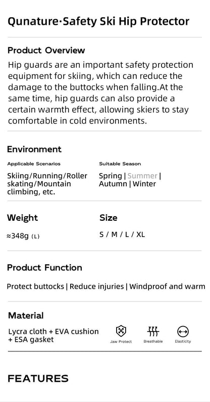 Qunature EVA Padded Ski Hip Protection Pad Safety Ski Hip Protector Snowboard Sports Hip Protective Gear Shock-absorbing