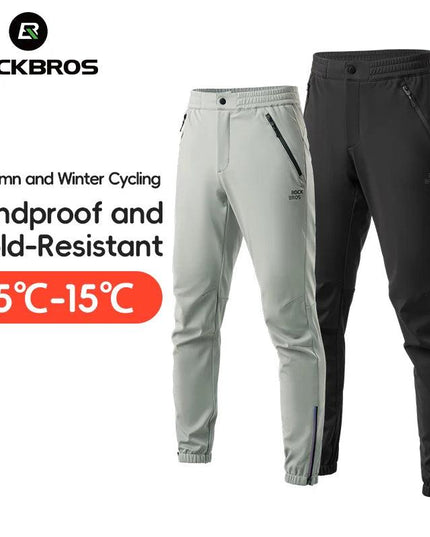 ROCKBROS Cycling Pants Windproof Warm Autumn Winter Bike Pants Fleece-lined Long Pants Riding Fitness Trousers Sport Equipment