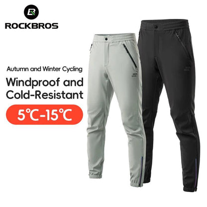 ROCKBROS Cycling Pants Windproof Warm Autumn Winter Bike Pants Fleece-lined Long Pants Riding Fitness Trousers Sport Equipment