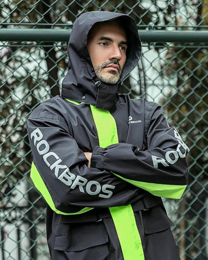 ROCKBROS Motorcycle Raincoat Suit Ultralight Rainwear Shoes Cover Waterproof Reflective Rain Coat Stripe for Riding Equipment