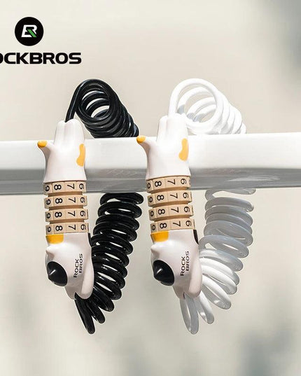 ROCKBROS Creative Bike Lock Ultra-Light Cute Cat Password Helmet Lock Steel Cable Bike Lock Anti Theft Bike Accessories MTB Road