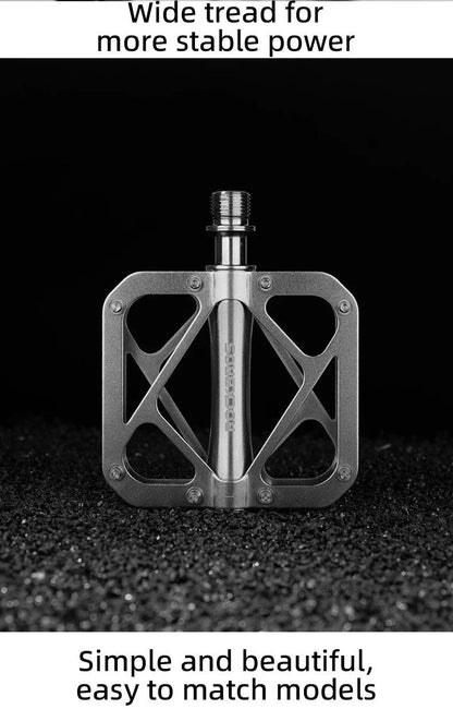 ROCKBROS Titanium Alloy Bike Pedals Ultralight Anti-slip Wide Pedal MTB Road Bike Stainless Steel Nails Cycling Accessories