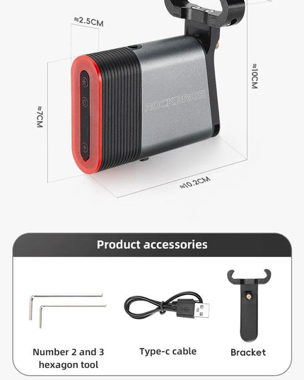 ROCKBROS Bicycle Tail Light With Lock Bluetooth Password Pairing Bike Lock Light IPX6 Waterproof Warning Light Tail  Accessories