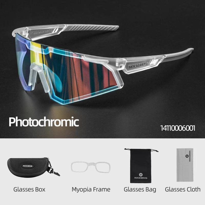 ROCKBROS Photochromic Cycling Glasses Polarized Adjustable Nose Support Myopia Frame Sports Sunglasses Men Women Eyewear Goggle