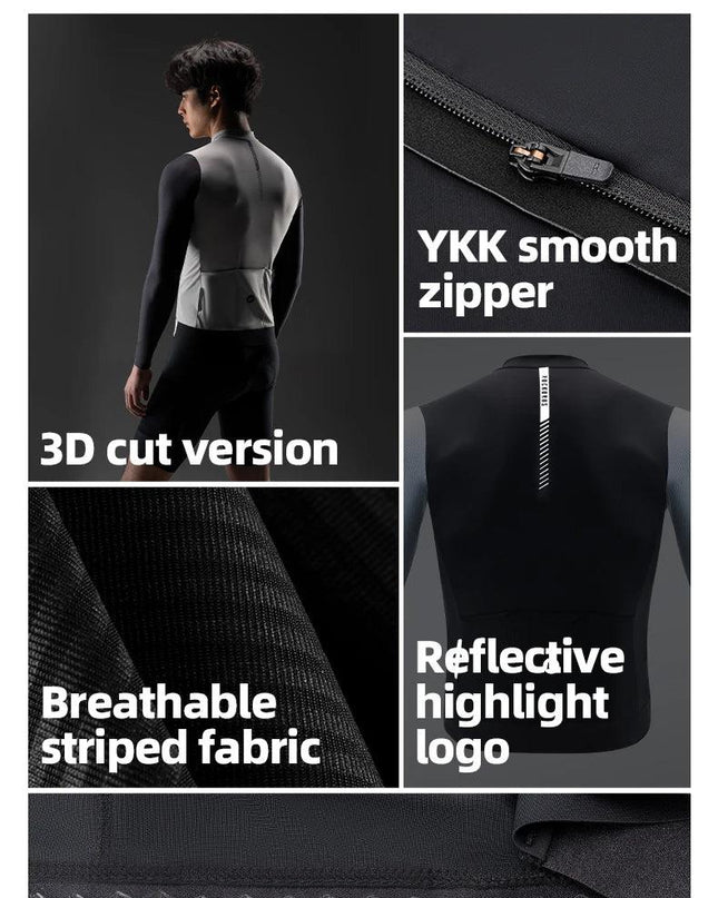 ROCKBROS Cycling Jersey Breathable Long Sleeved Quick Drying With Rear Pocket Bicycle Clothing Non-slip Sweatshirt Cycling Suit