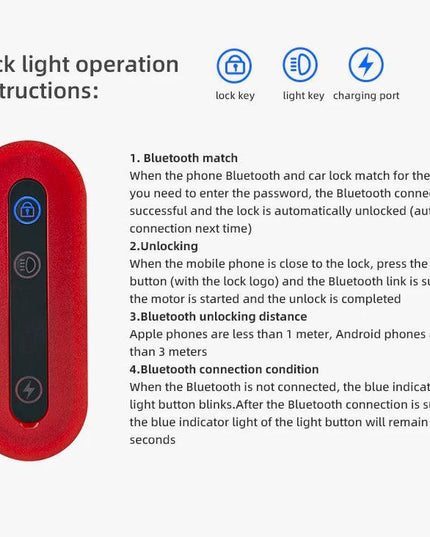 ROCKBROS Bicycle Tail Light With Lock Bluetooth Password Pairing Bike Lock Light IPX6 Waterproof Warning Light Tail  Accessories