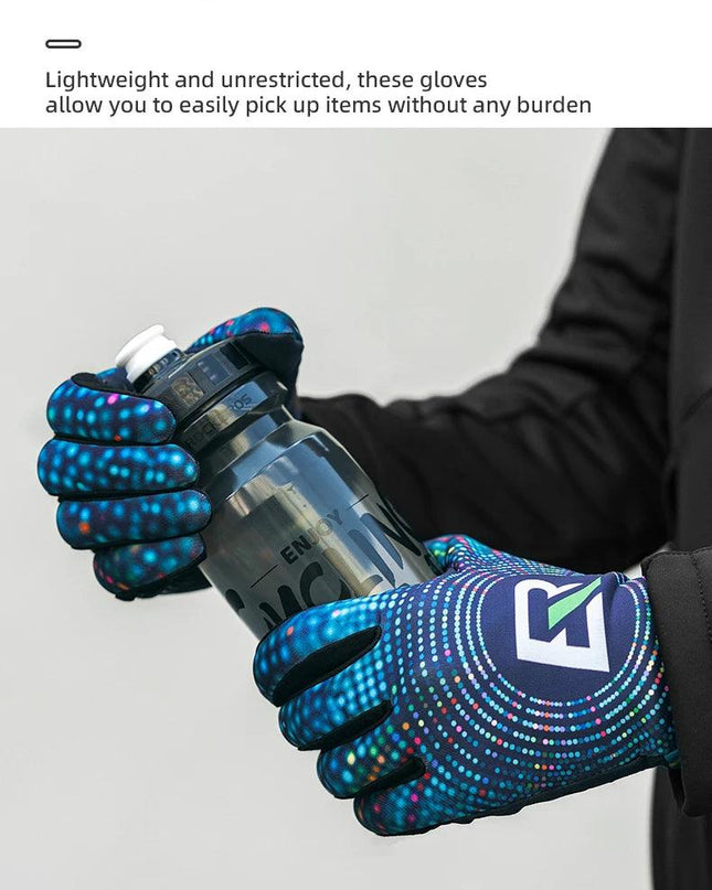 ROCKBROS Winter Gloves Windproof Thermal Warm Cycling Gloves Silicone Anti-Slip Motorcycle Ski Touch Screen Fleece Gloves