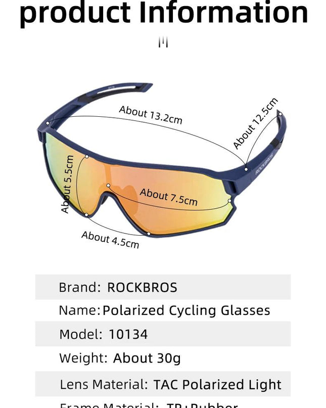 ROCKBROS Bicycle Polarized Glasses UV400 Sport Cycling Glasses Mtb Mountain Bike Eyewear Sunglasses Outdoor Running Goggles