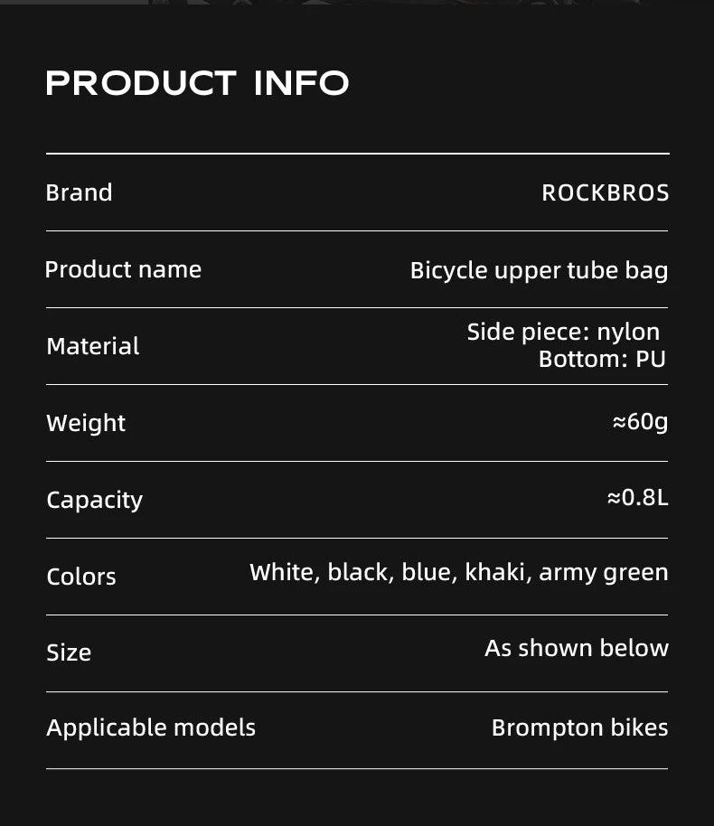 ROCKBROS Portable Bicycle Bags for Folding Bike Brompton Nylon Triangle Tube Bag Travel Casual Commute Tools Bag Bike Accessory