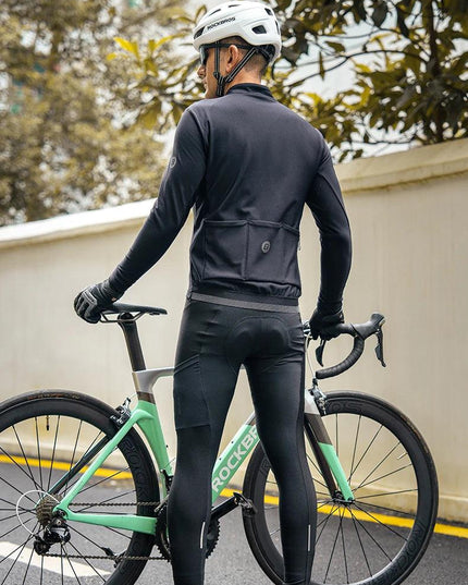 ROCKBROS Men's Cycling Straps Trousers Seamless Women Autumn Warm Breathable Bicycle Clothes Side Pocket Pad Road Bike Bib Pants