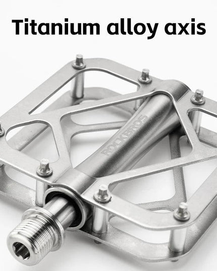 ROCKBROS Titanium Alloy Bike Pedals Ultralight Anti-slip Wide Pedal MTB Road Bike Stainless Steel Nails Cycling Accessories
