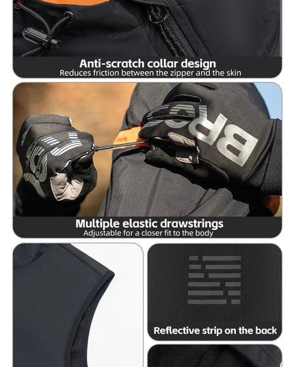 ROCKBROS Winter Warm Cycling Vest Thermal Fleece Windproof Cycling Jacket Winter Outdoor Sports Warm Vest for Men Women Running