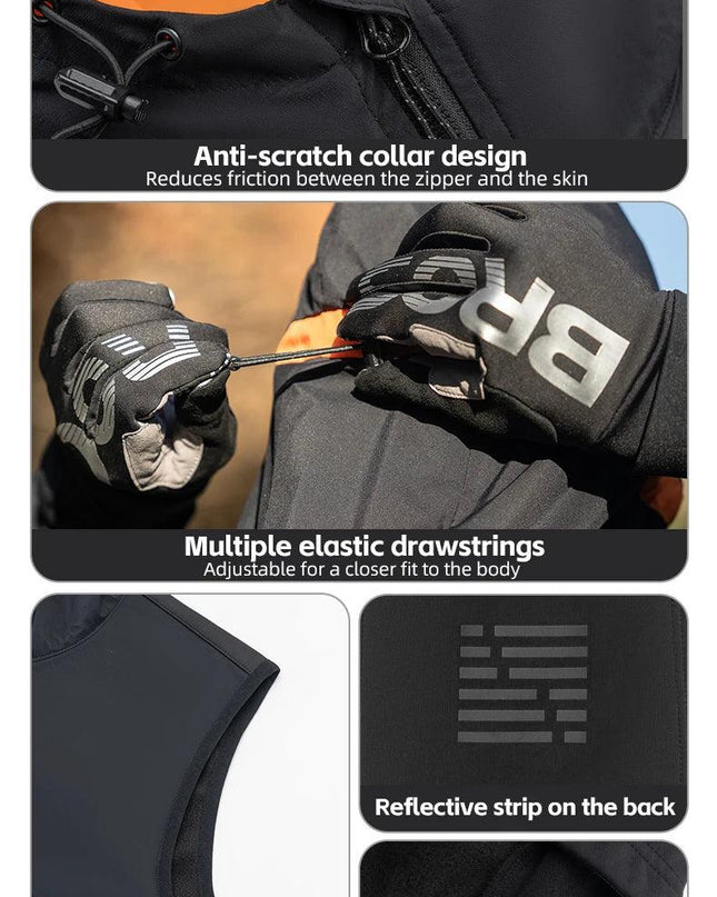 ROCKBROS Winter Warm Cycling Vest Thermal Fleece Windproof Cycling Jacket Winter Outdoor Sports Warm Vest for Men Women Running