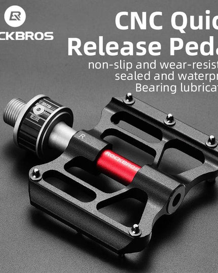 ROCKBROS Bicycle Pedales Mtb Quick Release CNC Rainproof Seal Bearing 8.2cm Widened Non-slip Chrome Molybdenum Bike Road Pedal
