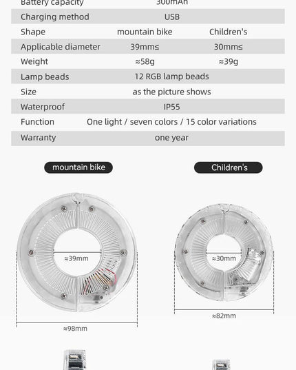 ROCKBROS Bicycle Wheel Light Smart 12 LED Flash Light Warning Light Kids Balance MTB Bike Light Vibration Sensing Light 1PCS